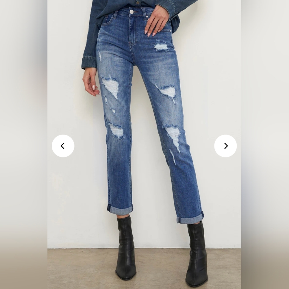 NWT Insane Gene Slim Distressed Girlfriend Jeans
